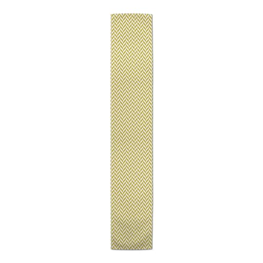 Gold & White Chevron Outdoor Table Runner